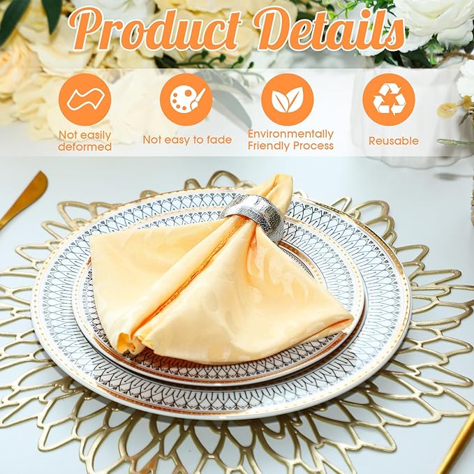 Lallisa 24 Pcs Gold Napkin Rings Metal Napkin Ring Holders - Image 3