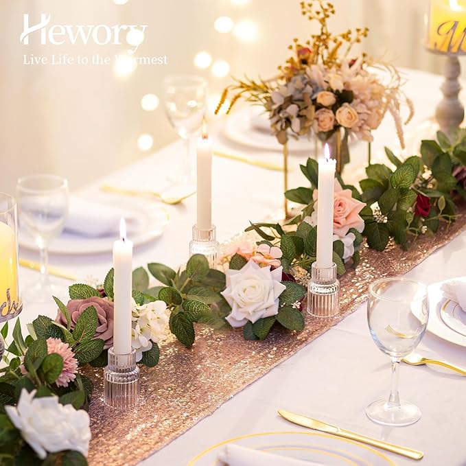Candle Holder Glass Candlestick Holders: Hewory 2PCS Clear Taper Candle Holders - Image 4