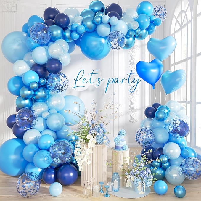 Blue Balloon and Metallic Blue Balloons Garland Arch Kit by Futureferry