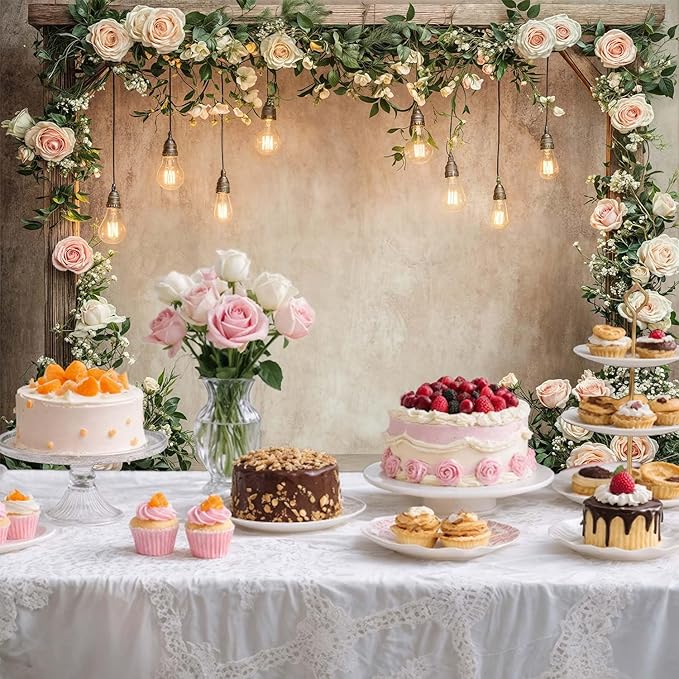 12x10ft Country Wedding Photography Backdrop Floral Rustic Roses Farmhouse - Image 5