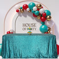 SquarePie Sequin Tablecloth 50 x 72 Inch Teal Sparkly Table Linen by SquarePie
