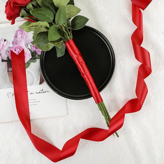 NESCCI 60 Yards Ribbon, 1-1/2 Inch Red Satin Ribbon, Single Face Satin Ribbons - Image 3