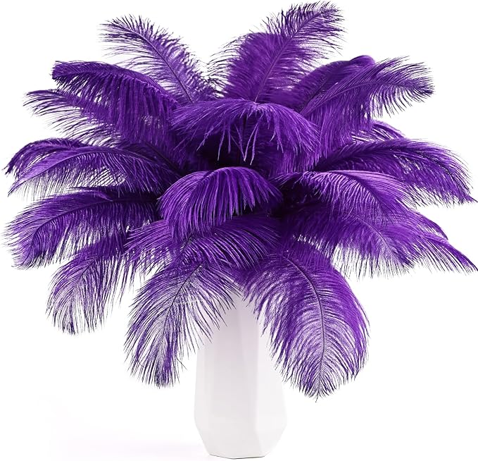 THARAHT Purple Ostrich Feathers 12pcs Natural Bulk 8-10Inch 20cm-25cm by THARAHT
