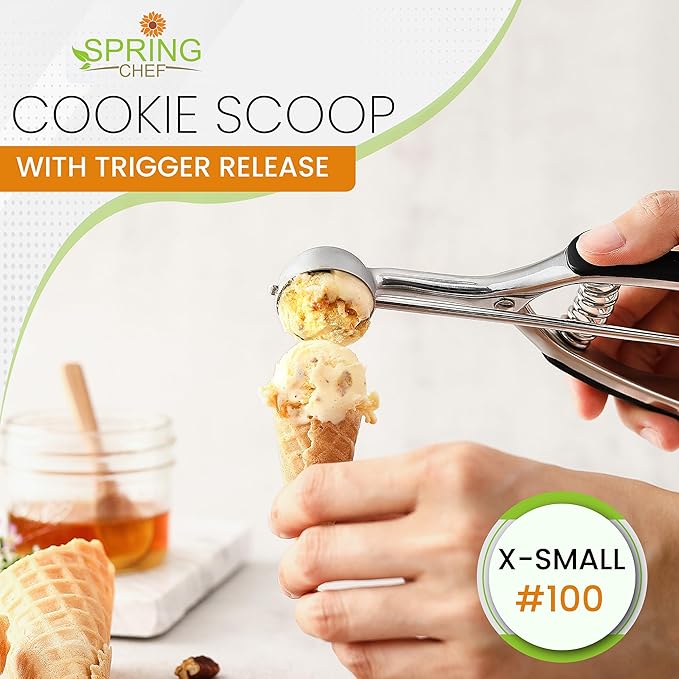 Spring Chef Extra Small Cookie Scoop, Stainless Steel Melon Baller, Baking - Image 2