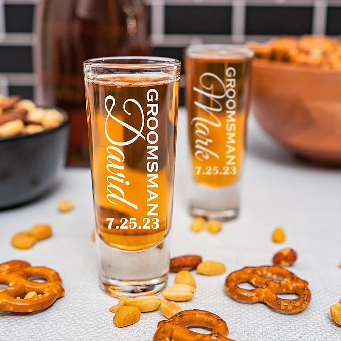 Custom Engraved 2 oz Shot Glass – Personalized Etching – Groomsman & Bridesmaid - Image 6