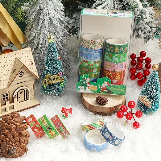 16 Rolls Christmas Washi Tape Holiday Masking Tape Red Green Christmas Wrapping - Image 5