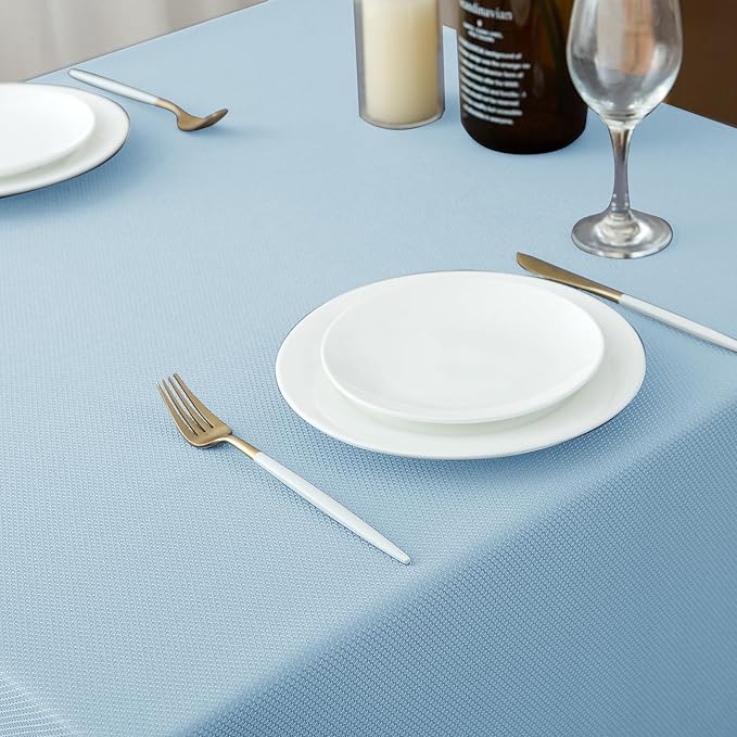 Biscaynebay Fabric Square Tablecloths 54x54 Inches, Light Blue Water Resistant - Image 8