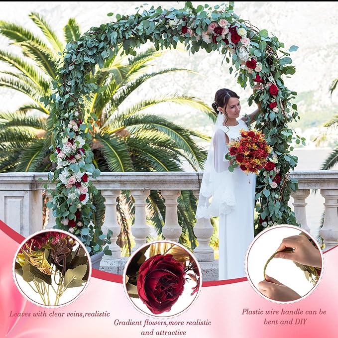 Tigeen Artificial Flowers Artificial Peonies Silk Flowers Faux Peony Fake Peony - Image 3