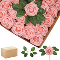 200PCS Artificial Flowers Pink Roses Real Looking Foam Fake Roses by Knowwhatyouwant