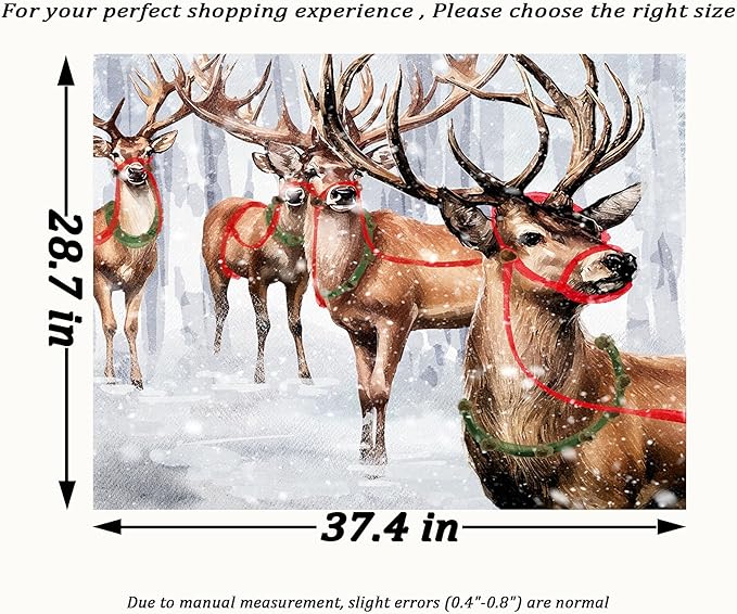 QGHOT Winter Tapestry Wall Hanging Winter Forest Backdrop Christmas Snowy Deer - Image 7