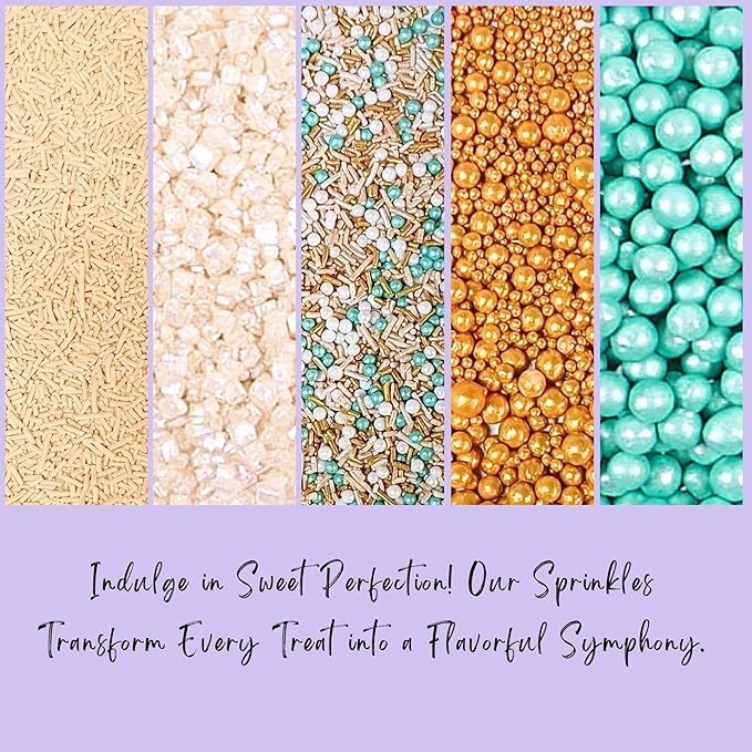 Confect Sprinkles- Fairytale Frozen Cake Decorating Sprinkles – Teal, Pearl - Image 6