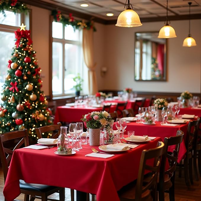 sancua Christmas Red Square Tablecloths 70x70 Inch, 2 Pack - Image 3