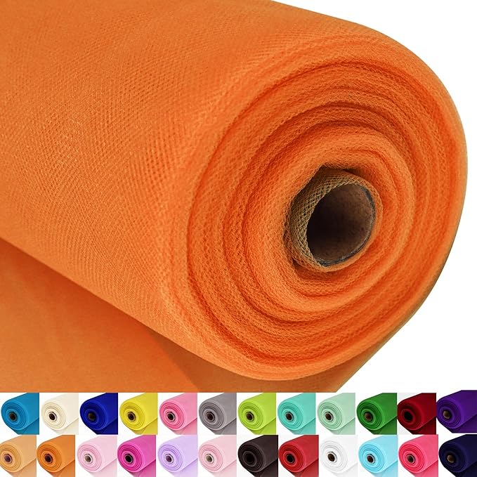 Orange Tulle Fabric Roll Spool Bolt Large Tulle Wedding Party Decoration by AblemeDeco