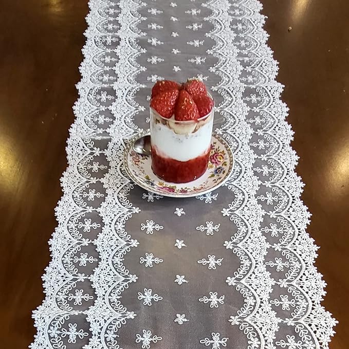 Inicia Table Lace Runner 12×70 inch Embroidered - Image 4