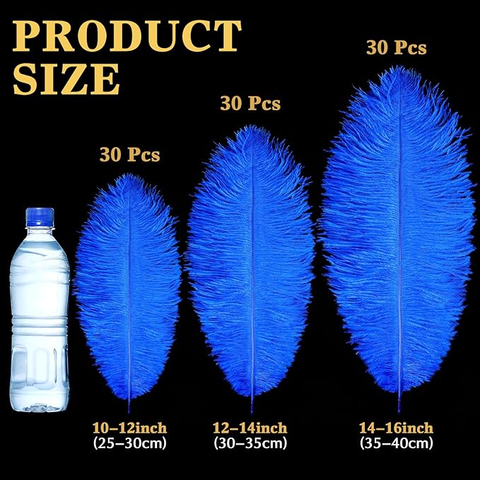Maitys 90 Pcs Large Natural Ostrich Feathers Bulk 14-16 Inch 12-14 Inch 10-12 - Image 2