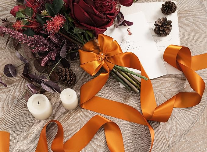 Copper Satin Ribbon 1-1/2 Inch x 50 Yards Double-Faced Polyester Ribbons - Image 6