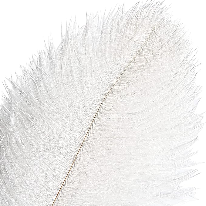 THARAHT 12pcs White Ostrich Feathers Natural Bulk 14-16Inch 35cm-40cm - Image 3