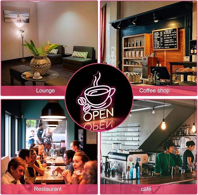 Coffee Cup Open Led Neon Sign For Business Wall Decor, Usb Powered Neon Coffee - Image 7
