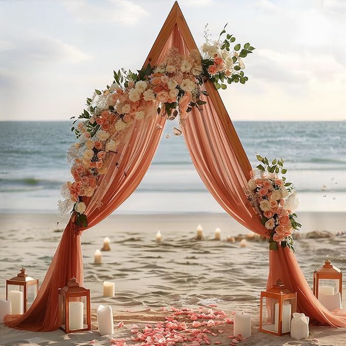 Terracotta Wedding Arch Draping Fabric 2 Panels 30'' x 20FT Terracotta Drapes - Image 7