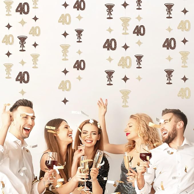 Champagne Gold Brown 40th Birthday Decorations Espresso Martini Garland - Image 6