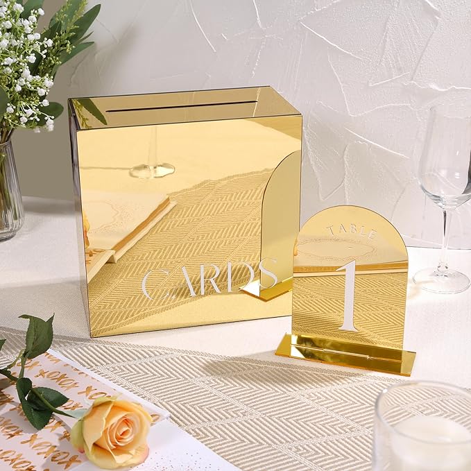 UNIQOOO Gold Mirror Arch Wedding Table Numbers - Image 5