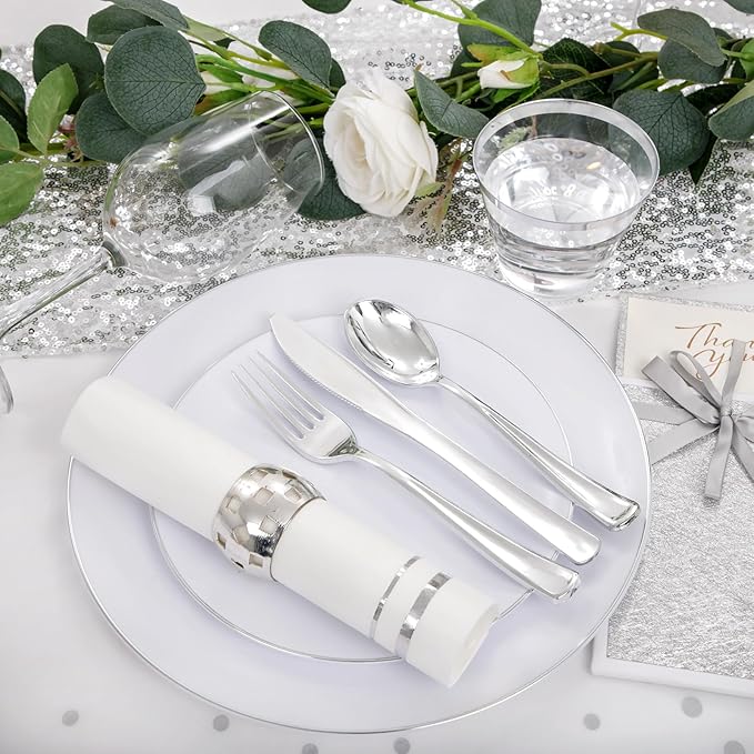 Festiva 176Pcs Silver Plastic Christmas Plates - Image 5