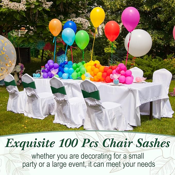 Moukeren 100 Pcs Spandex Chair Sashes Bows Bands Slider Sashes - Image 5