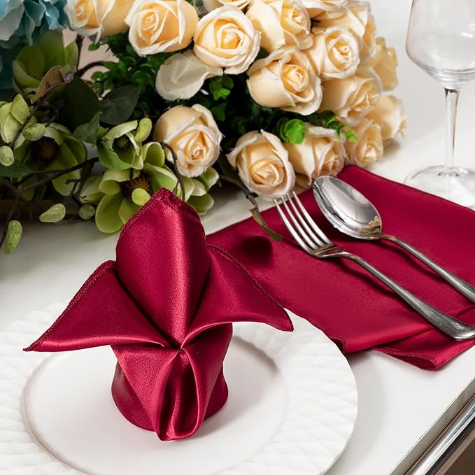 36 Pack Square Satin Dinner Napkins, 16x16 Inches Silky Soft Smooth Table Cloth - Image 6