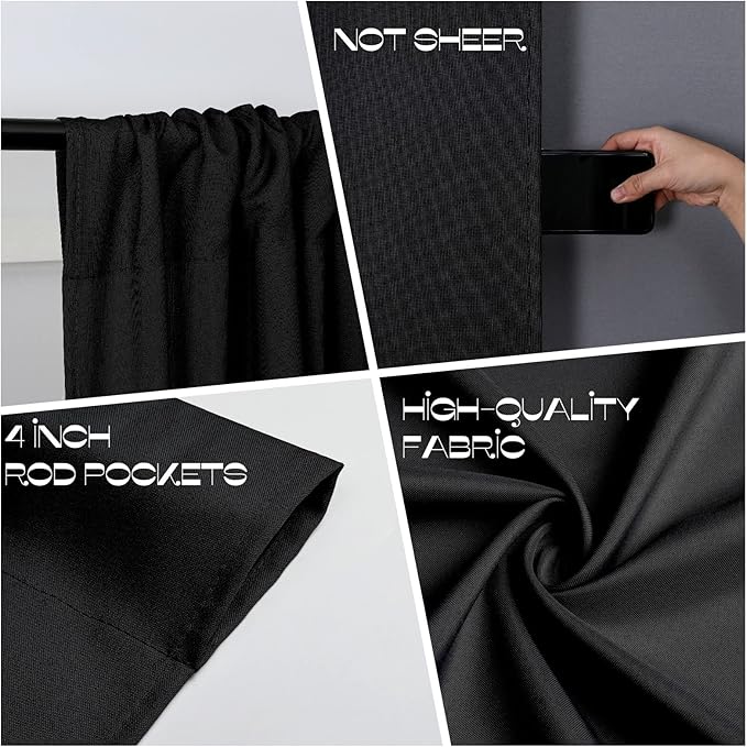 Joydeco Black Backdrop Curtain for Parties, Wrinkle Free Black Backdrop Drapes - Image 6