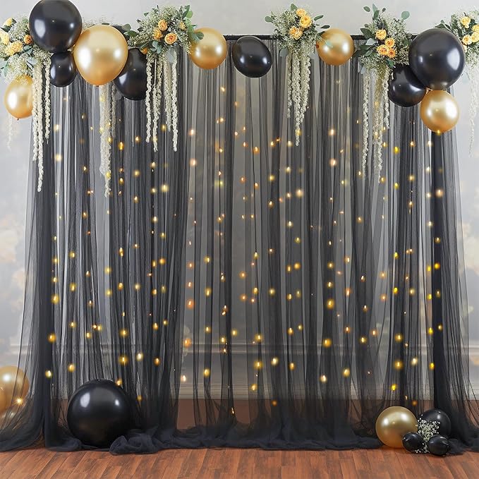 10×10ft Black Tulle Backdrop Curtain - Image 7