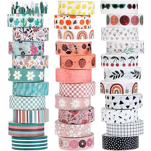 TaoBary 33 Rolls Holiday Plaid Washi Tape, 15 mm Seasonal Washi Tape Set by TaoBary