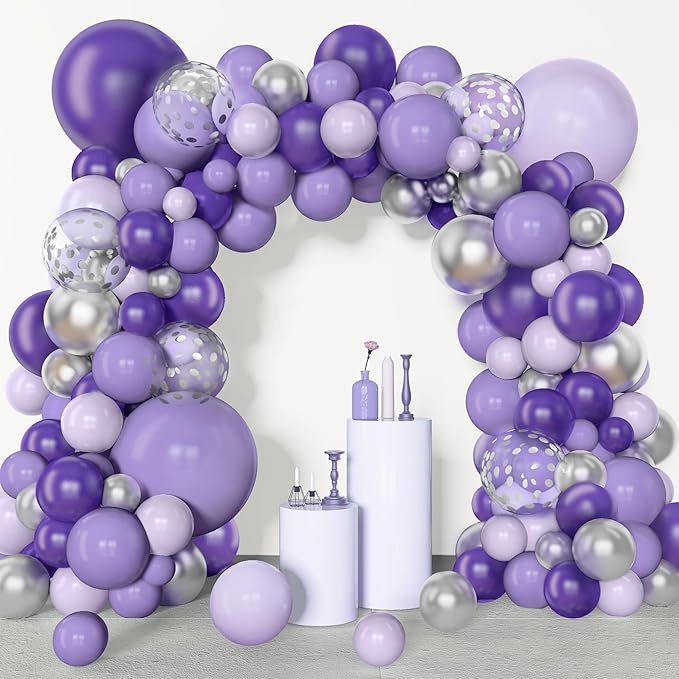Amandir 153pcs Purple Balloon Garland Arch Kit, Different Sizes 18 12 10 5 inch - Image 5