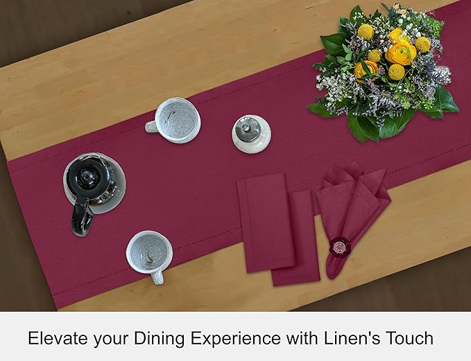 Ruvanti Linen Table Runner 108 Inches, Classic Hemstitch, Non-Slipping - Image 8