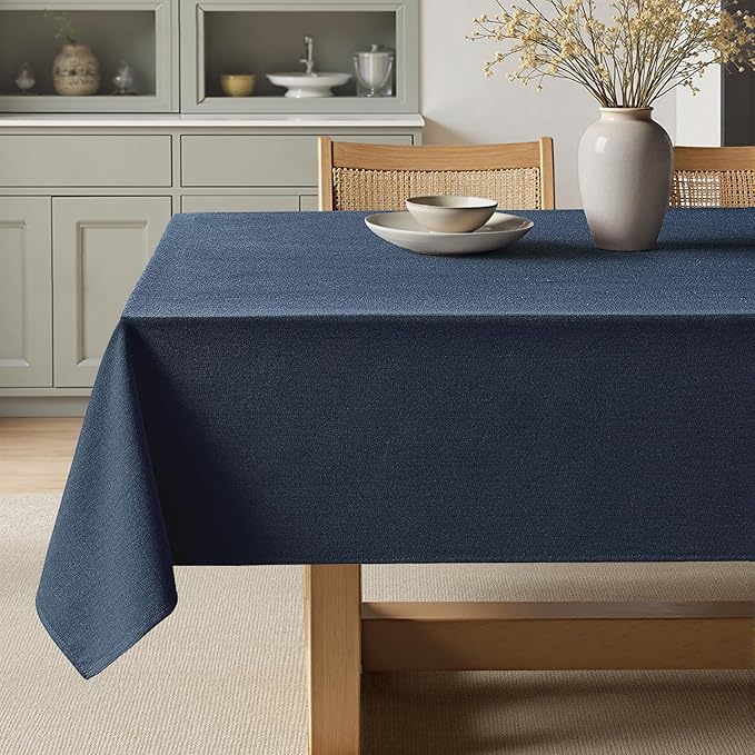MIULEE Navy Blue Linen Tablecloth 60x84 Inch Rectangle Table Cloth Waterproof by MIULEE