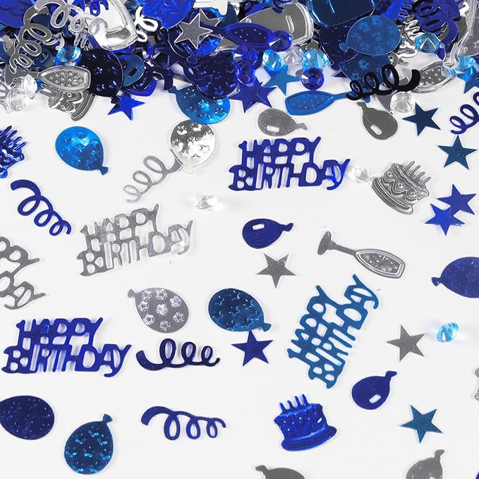 VHUWE Happy Birthday Confetti, 1.6 oz Dark Blue Light Blue Silver Cake Balloon by VHUWE