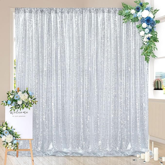 Silver Backdrop Curtains for Birthday - Image 3