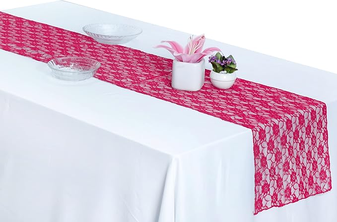 MDS Pack of 5 Wedding 12 x 108 inches Lace Table Runner - Image 3