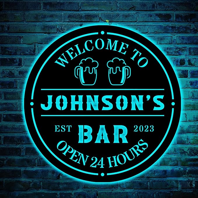Personalized Bar LED Metal Art Sign Bar Metal Sign Custom Bar Sign Beer Bar by soulglass