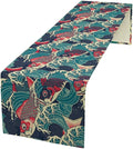 Kio Fish Table Runner Waves Japanese Tradition Art Printed Burlap Runner Home by YSWOW