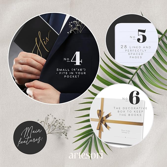 ARTESORI Wedding Vow Book for Her & Him, Soft Touch, 28 Lined Pages, Wedding - Image 5