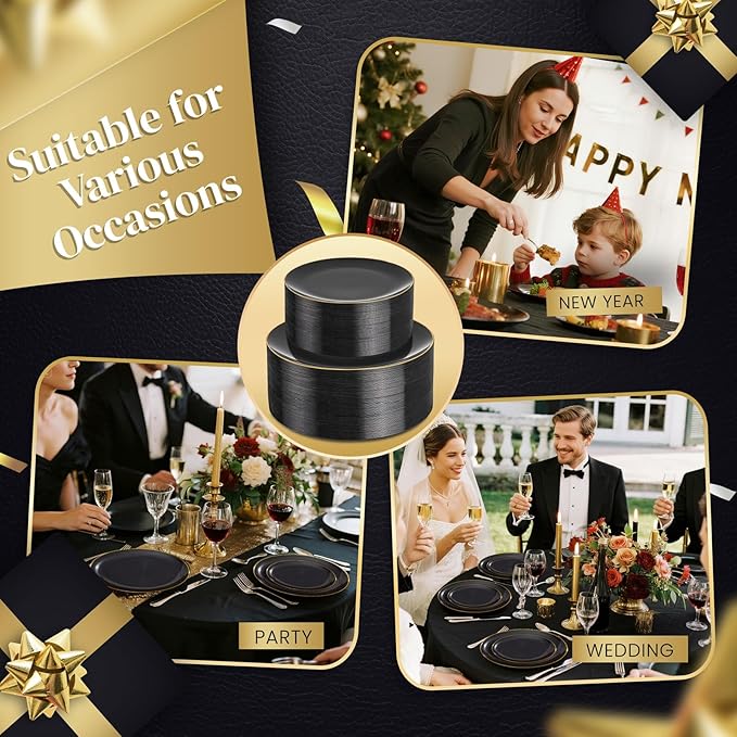 KIRE 175Pcs Black Plates Disposable - Image 8