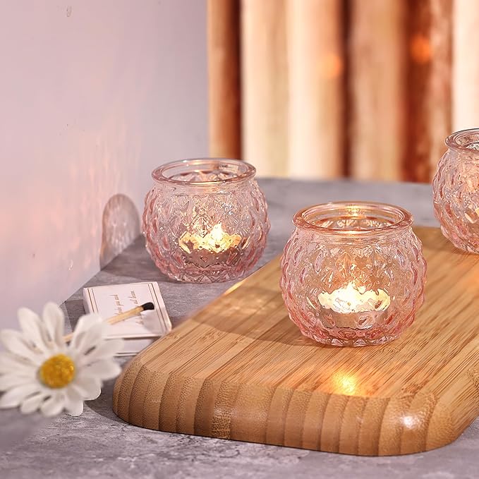 DARJEN 48Pcs Pink Votive Candle Holders- Round Candle Holders Bulk - Image 4