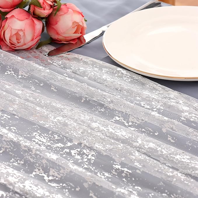 LOMOHOO 10 Ft Silver Table Runner - Image 3