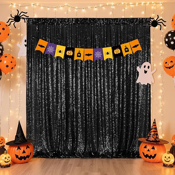 Poise3EHome Black Sequin Backdrop, 7FT x 7FT Black Sequin Photography Backdrop - Image 8