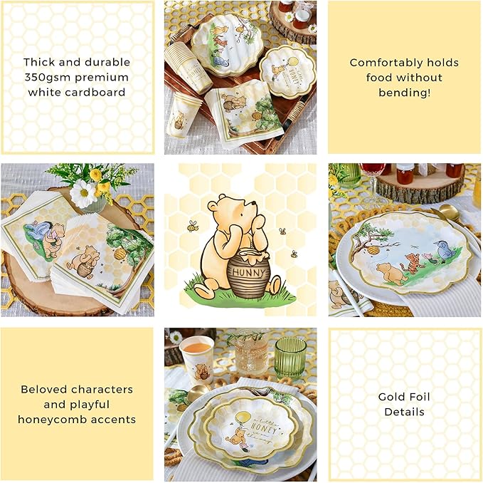 Kate Aspen Honey Bear 78-Piece Winnie Baby Shower Plates and Cups and Napkins - Image 5