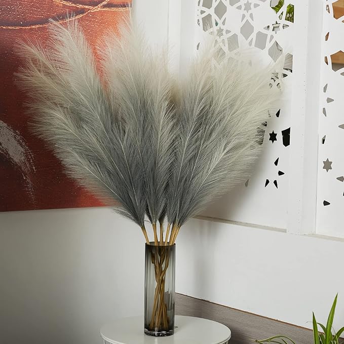 Faux Pampas Grass Decor, 6 Stems Artificial Pampas Grass - Image 6