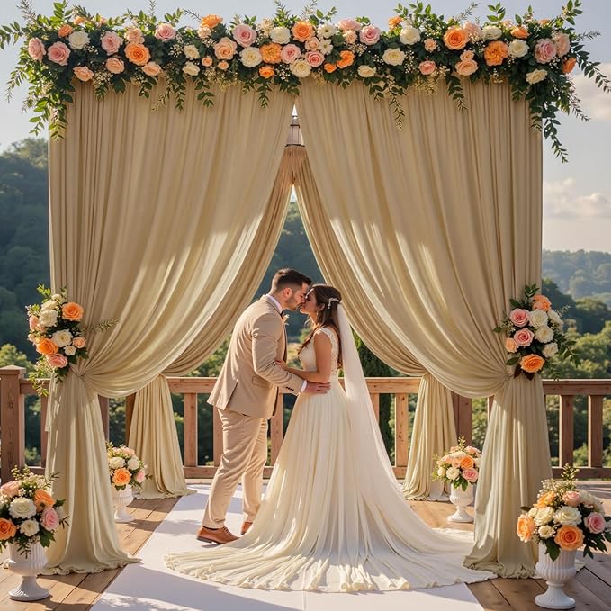 40×12 ft Wrinkle Free Beige Backdrop Curtain - Image 8