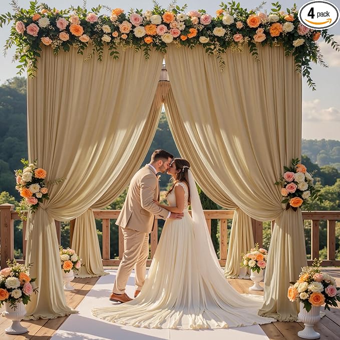 20ft x 15ft Beige Wrinkle Free Backdrop Curtains by ENJOYYOURPARTY