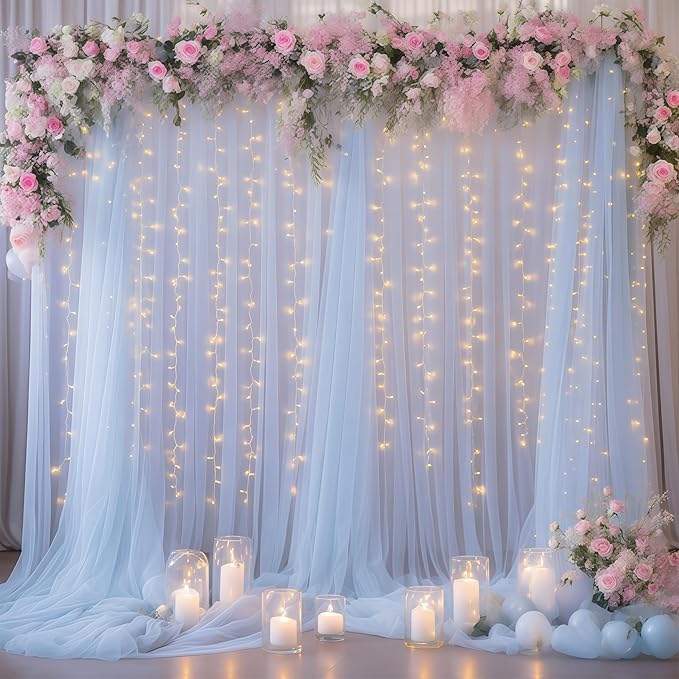10×10ft Blue Tulle Backdrop Curtain - Image 2