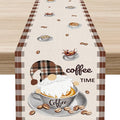 Coffee Time Table Runner, Farmhouse Retro Gnome Coffee Cup Tea Party Cafe Table by Unknown